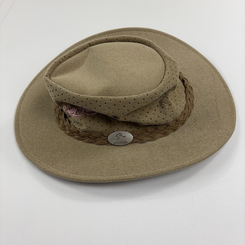 Aussie Chiller Sandy Lane Hat Cowboy Fitted Mens Medium Beige Suede Ventilated